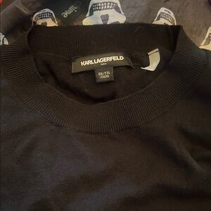 SUNDAY CLOSET CLEAN OUT  Karl Lagerfeld Men's Black and Gray Crewneck Sweater